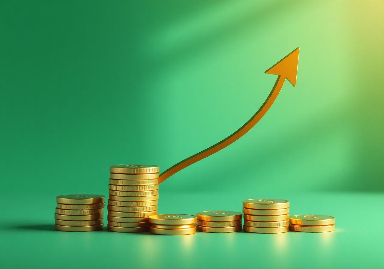 Emerald and gold financial growth illustration
