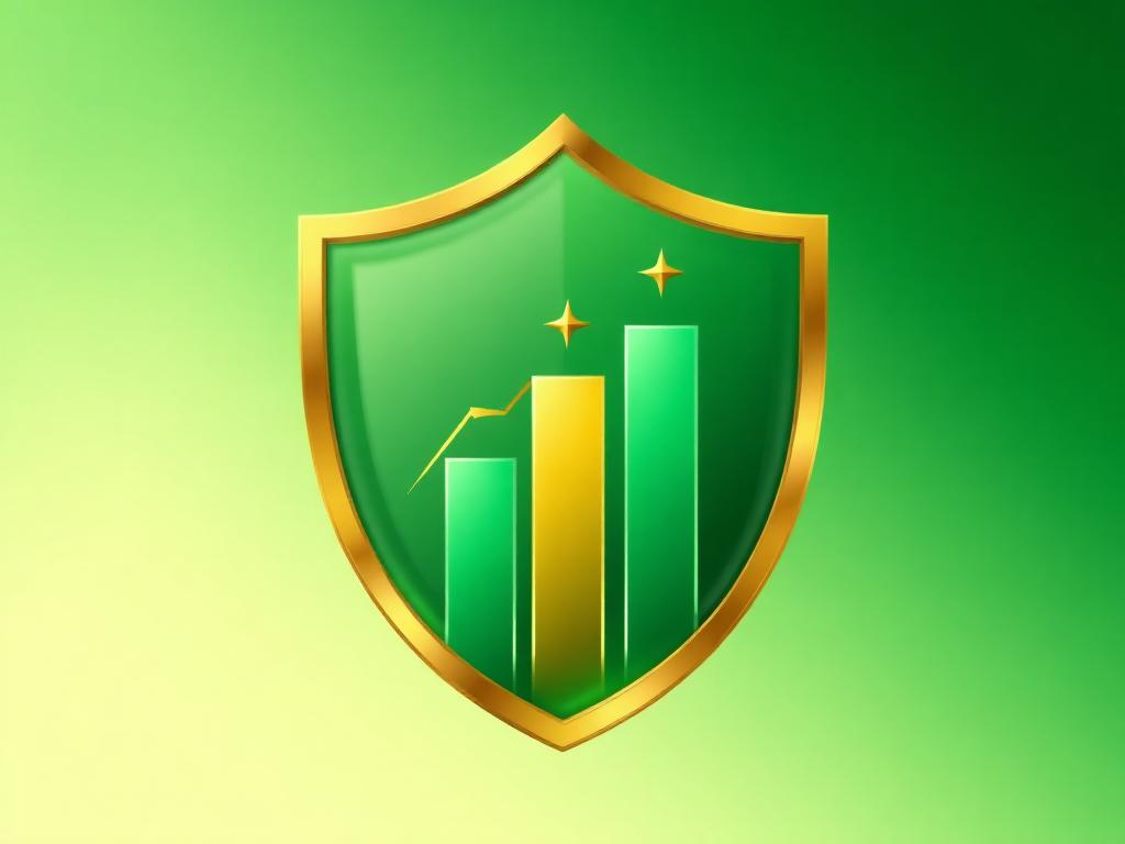 Wealth protection shield with growing chart
